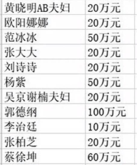 武汉明星捐款总额排名,爱心助力，明星力量彰显社会责任